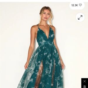 Lulu's Teal Tie-Dye Maxi Dress